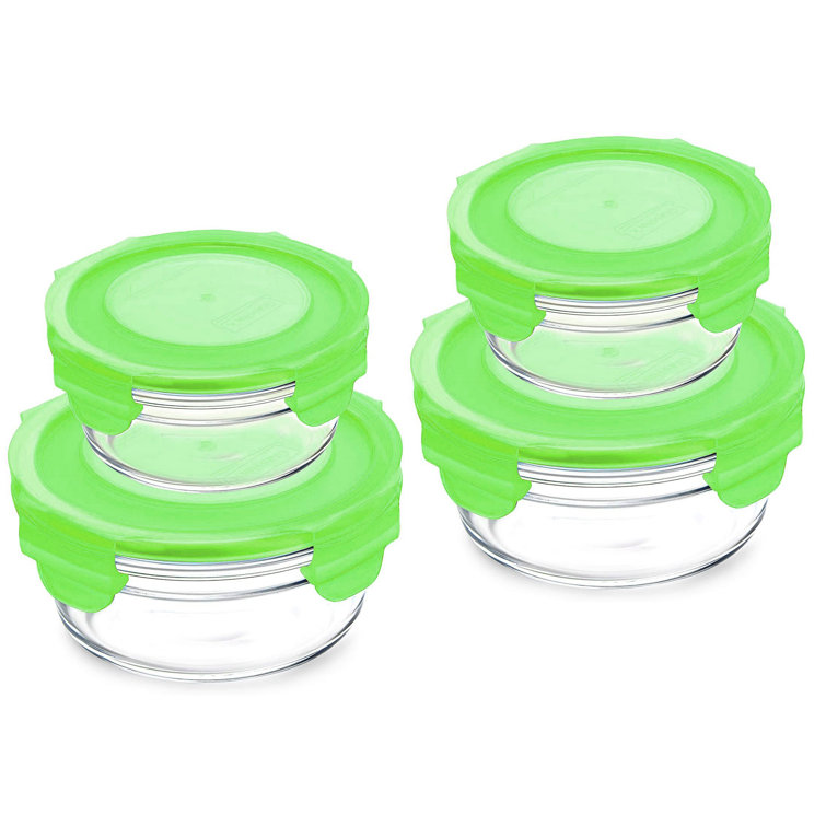 Glasslock Green Lids Round Food Storage 4 Container Set Wayfair Canada